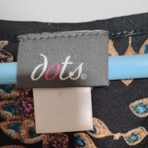 Dots Brown Black Rounded Dolman Sleeve Top - Picture 2 of 4